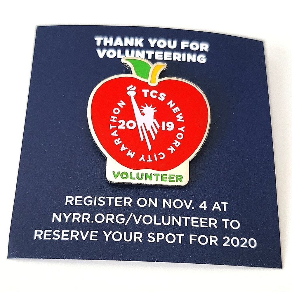 New York City Marathon 2019 Volunteer Thank You Pin Brooch